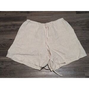 A.‎ Ren Laurel Shorts Linen Beige Elastic Waist Drawstring Size S